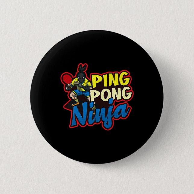 Ping Pong Ninja Design Table Tennis   6 Cm Round Badge (Front)