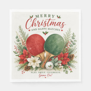 Ping Pong Paddle and ball with Christmas themed Napkin