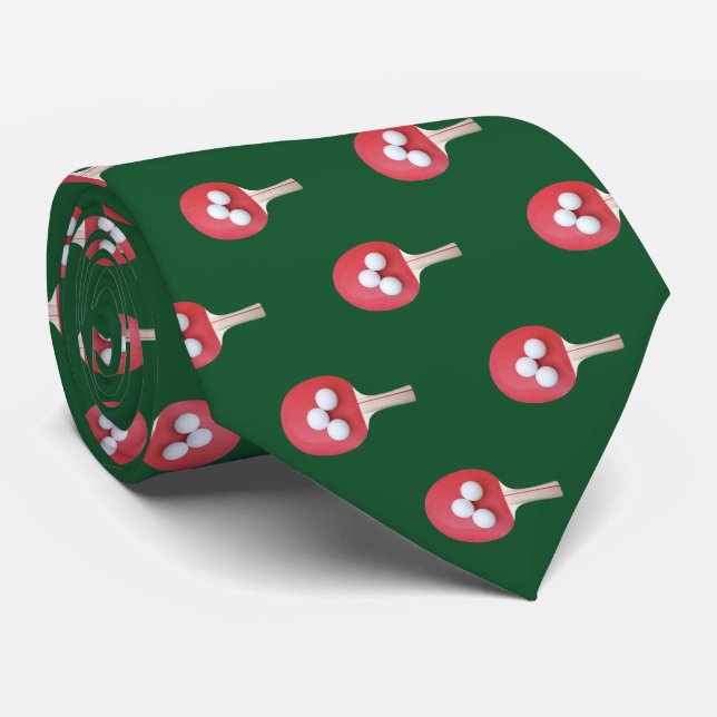 Ping Pong Paddle and Balls Colour Customisable Tie (Rolled)