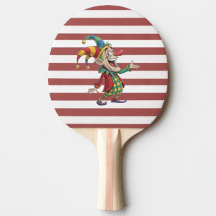 Ping Pong Paddle Burgundy & White Stripe Clown
