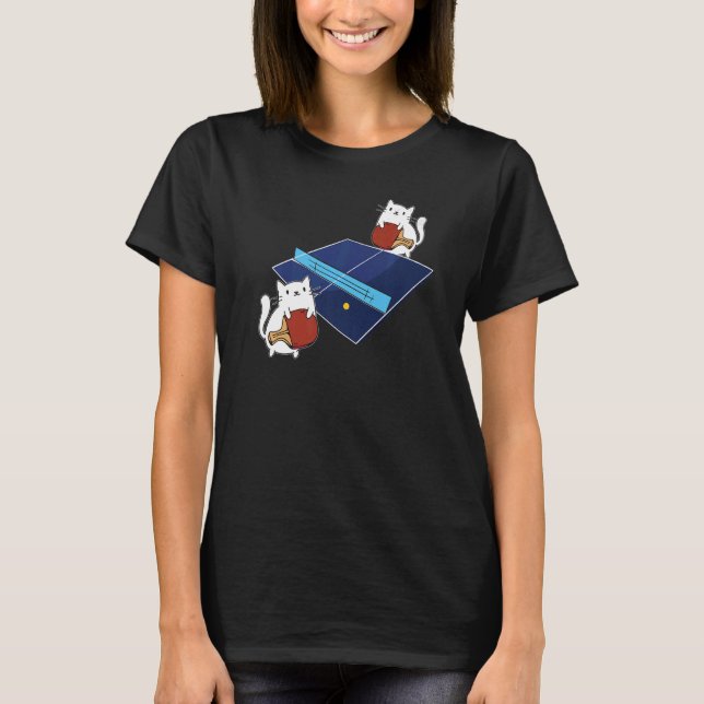 Ping Pong Paddle Ladies Cat Table Tennis Player Ca T-Shirt (Front)