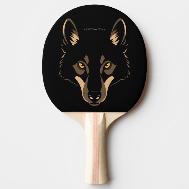 Ping Pong Paddle Menacing Wolf Face (Front)
