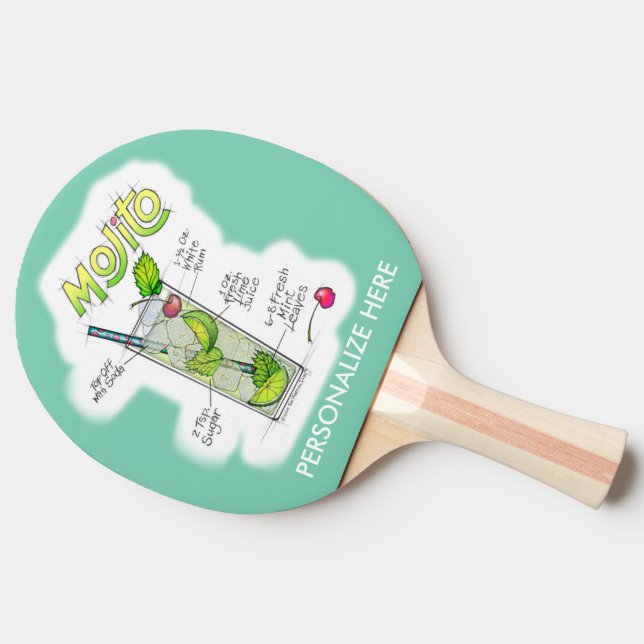 PING PONG PADDLE - MOJITO RECIPE COCKTAIL ART (Side)