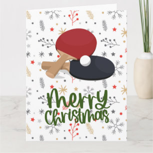 Ping Pong Paddle on Snow Flake Christmas Greeting Card