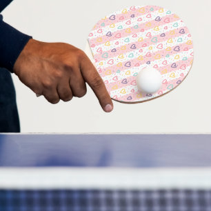 Ping Pong Paddle Pink & White Stripe Hearts