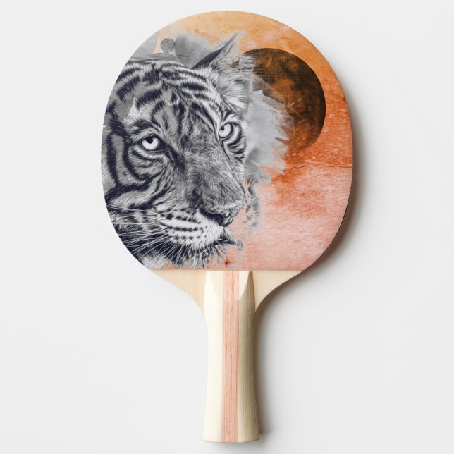 Ping Pong Paddle,  TIGER AND BLACK MOON Paddle (Front)