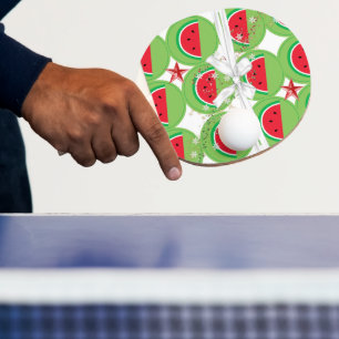 Ping Pong Paddle Watermelon White Ribbon