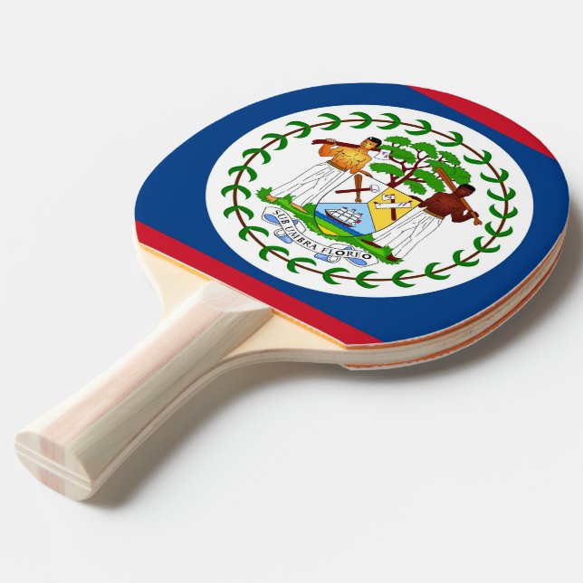 Ping pong paddle with Flag of Belise (Front Angle)