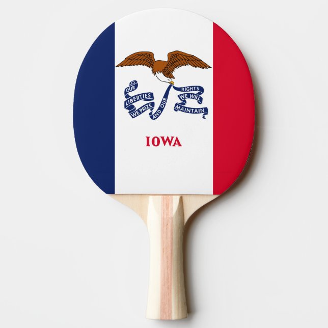Ping pong paddle with Flag of Iowa, USA (Back)
