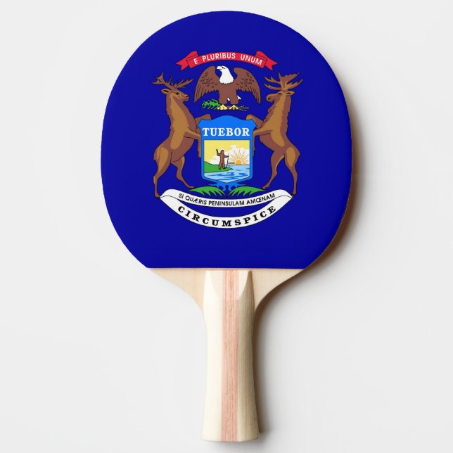 Ping pong paddle with Flag of Michigan, USA (Back)