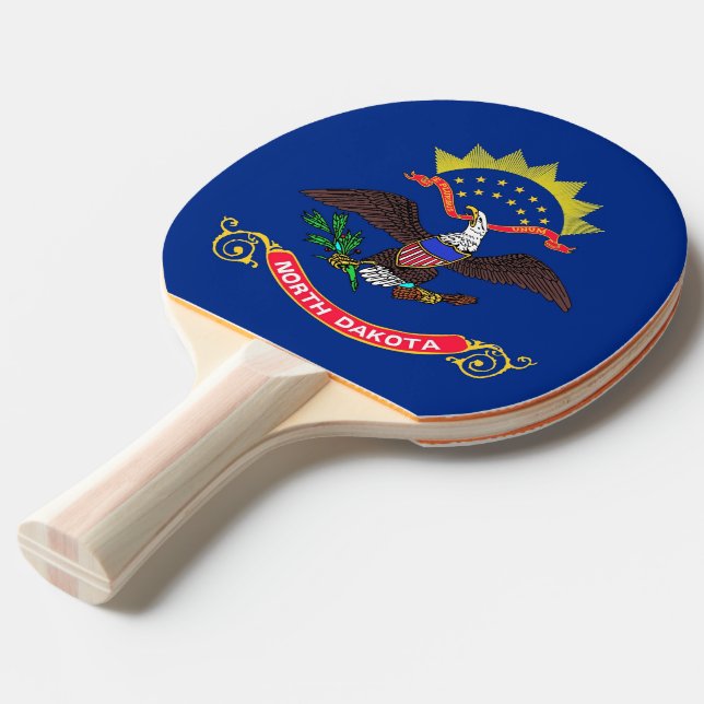 Ping pong paddle with Flag of North Dakota, USA (Front Angle)