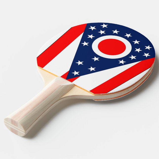 Ping pong paddle with Flag of Ohio State, USA (Front Angle)