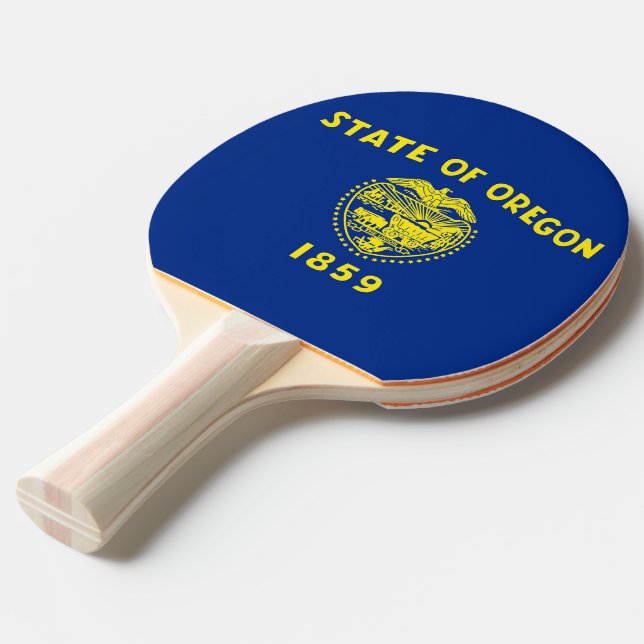 Ping pong paddle with Flag of Oregon State, USA (Front Angle)