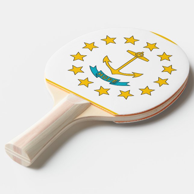 Ping pong paddle with Flag of Rhode Island, USA (Front Angle)