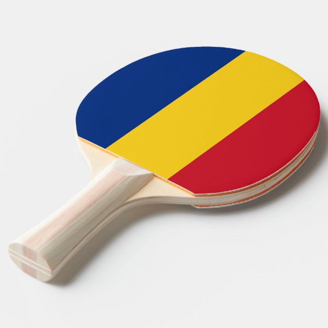 Ping pong paddle with Flag of Romania (Front Angle)