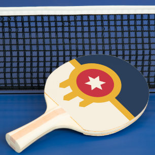 Ping pong paddle with Flag of Tulsa City