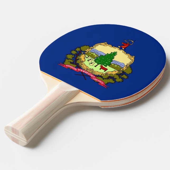 Ping pong paddle with Flag of Vermont, USA (Front Angle)