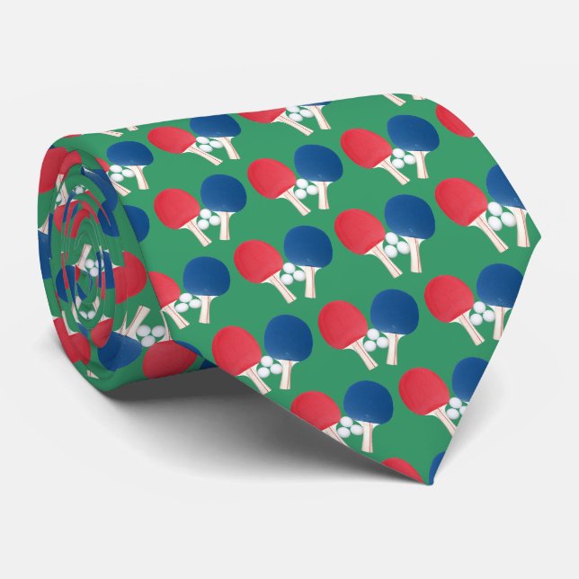 Ping Pong Paddles and Balls Tie (Rolled)