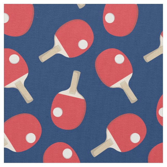 Ping Pong Paddles Balls Games Fabric (Close Up)