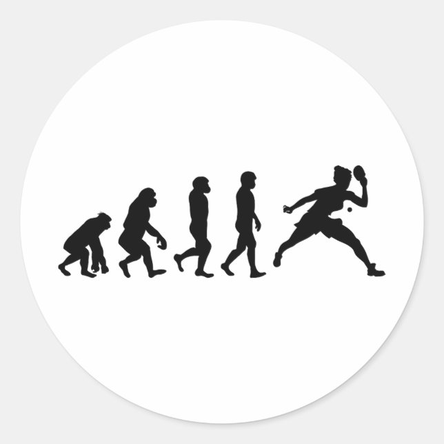 Ping Pong Player Table Tennis Evolution Classic Round Sticker (Front)