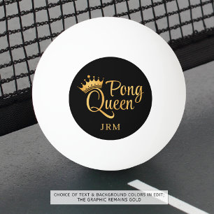 Ping Pong Queen Black Gold Name Ping Pong Ball
