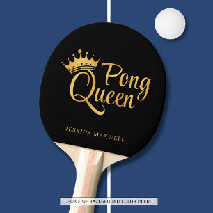 Ping Pong Queen Black Gold Name Ping Pong Paddle