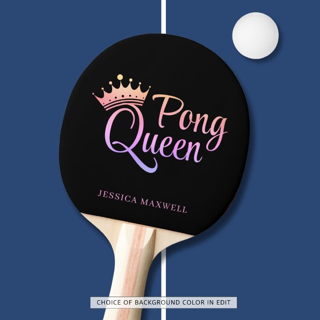 Ping Pong Queen Black Pink Name Ping Pong Paddle (Creator Uploaded)