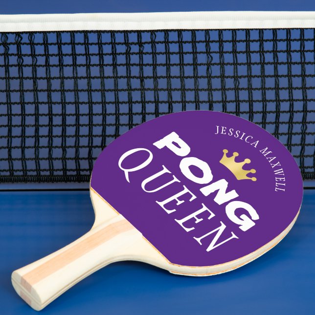 Ping Pong Queen Personalised Editable Purple Colou Paddle (Insitu)