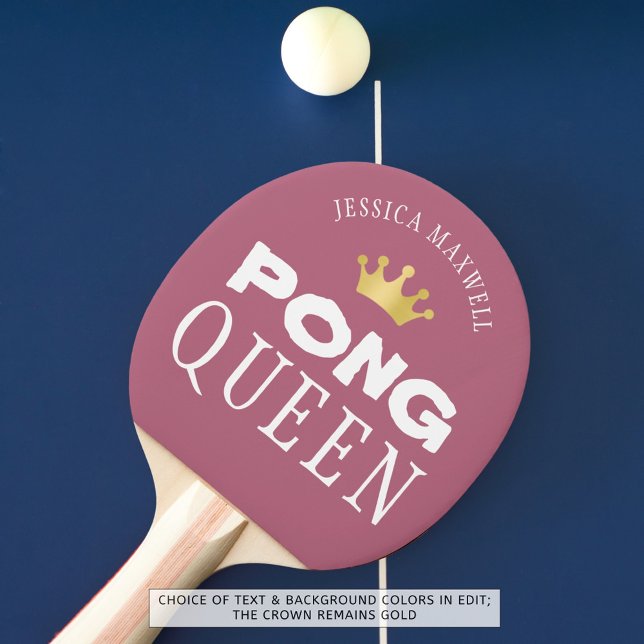 PING PONG QUEEN Personalised Editable Rose Gold Ping Pong Paddle (Creator Uploaded)