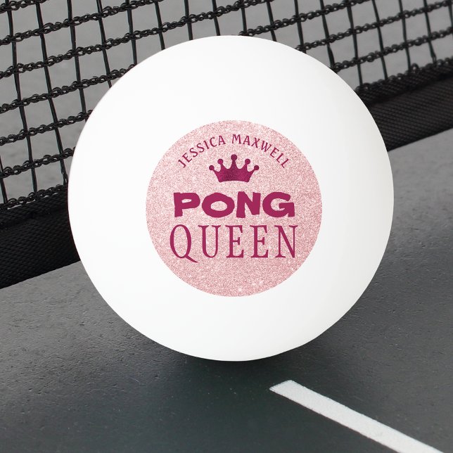 PING PONG QUEEN Pink Glitter Name Ping Pong Ball (Creator Uploaded)
