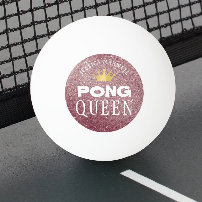 PING PONG QUEEN Rose Gold Glitter Name Ping Pong Ball (Creator Uploaded)