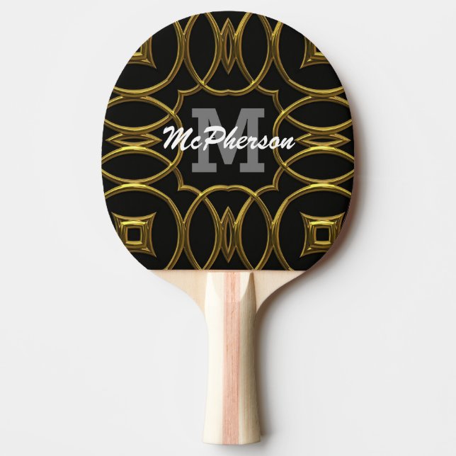 Ping Pong Royal Pattern with monogram and name Ping Pong Paddle (Front)