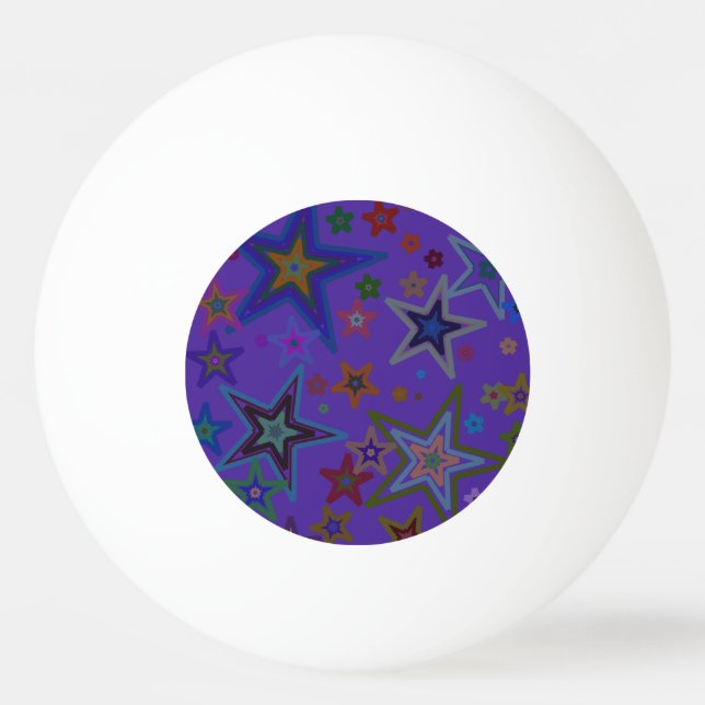 Ping Pong Table Tennis Big Stars Purple Background Ball (Front)