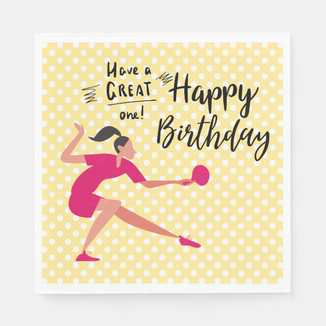 Ping Pong Table Tennis Birthday Girl for Party   Napkin (Front)