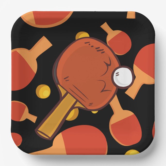 Ping Pong Table Tennis Birthday Party Paper Plate (Front)