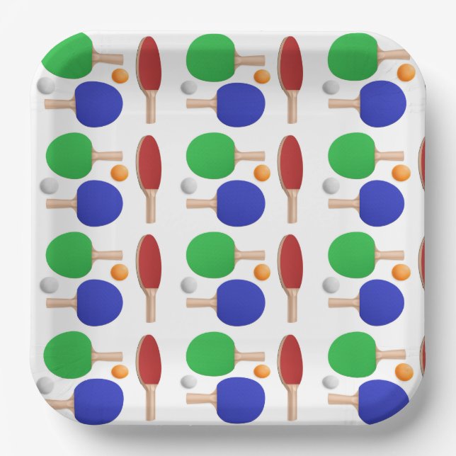 Ping Pong Table Tennis Birthday Party Paper Plate (Front)