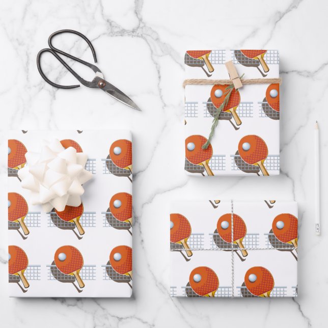 Ping Pong Table Tennis Birthday Party Wrapping Paper Sheet (Front)