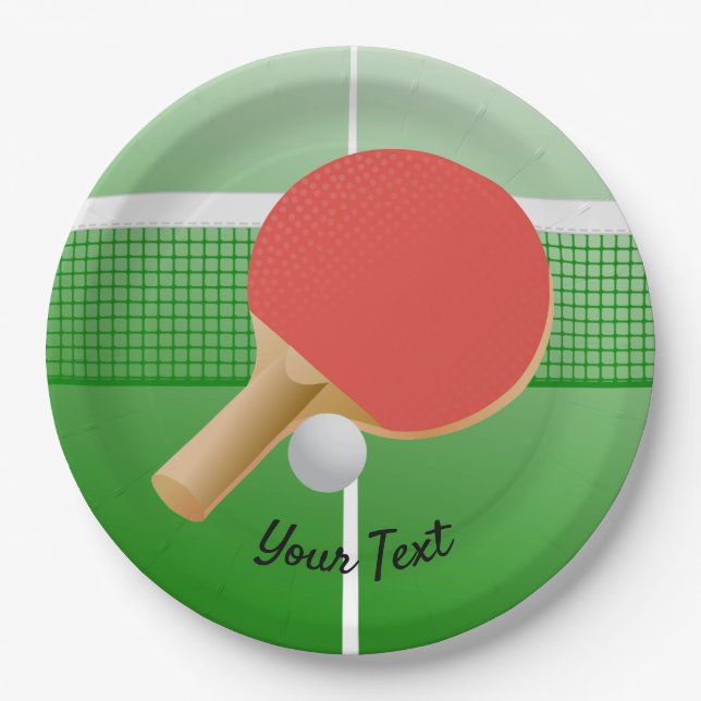 Ping Pong Table Tennis Design  Paper Plates (Front)