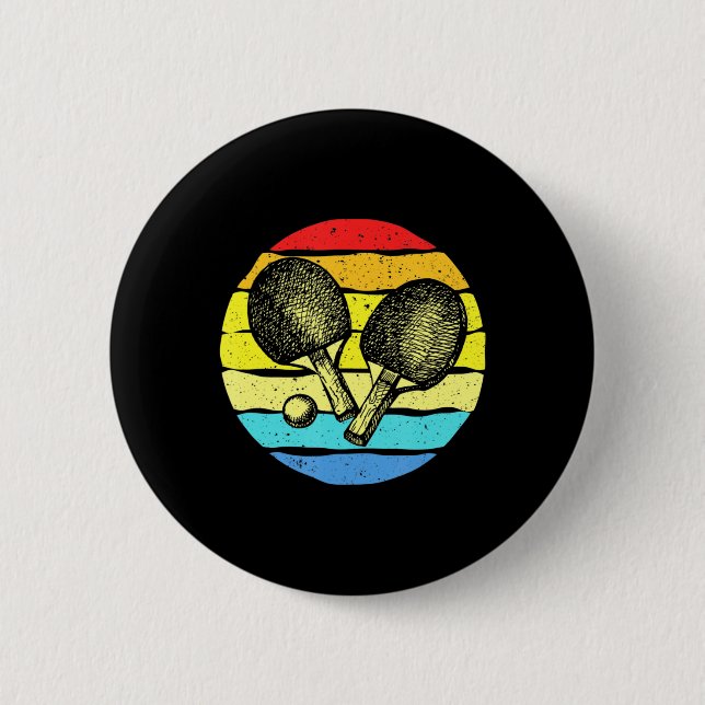 Ping Pong Table Tennis Lovers Retro  6 Cm Round Badge (Front)