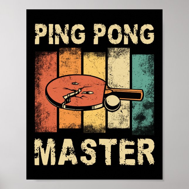Ping Pong Table Tennis Ping Pong Master Retro Poster (Front)