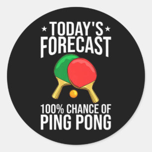 Ping Pong Table Tennis Player Balls Paddle Game Classic Round Sticker