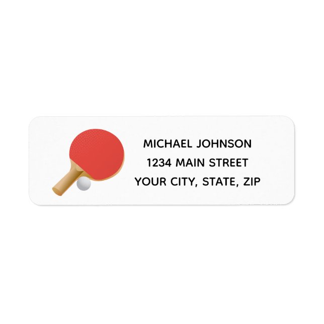 Ping Pong Table Tennis Return Address Sticker (Front)