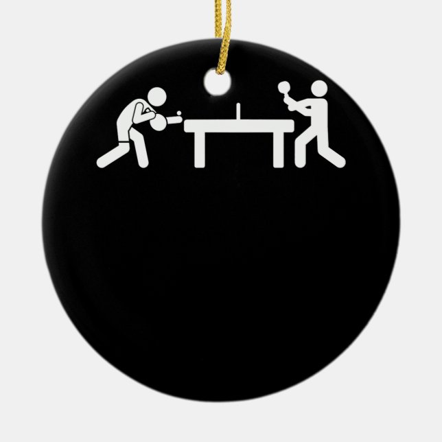 Ping Pong Table Tennis Stick Figures Pingpong Ceramic Tree Decoration (Front)