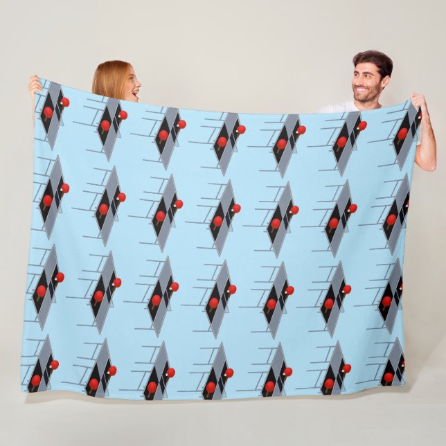 Ping Pong Tables With Bats And Ball Pattern, Fleece Blanket (In Situ)