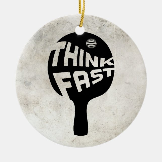 Ping Pong Think Fast Ceramic Tree Decoration (Front)