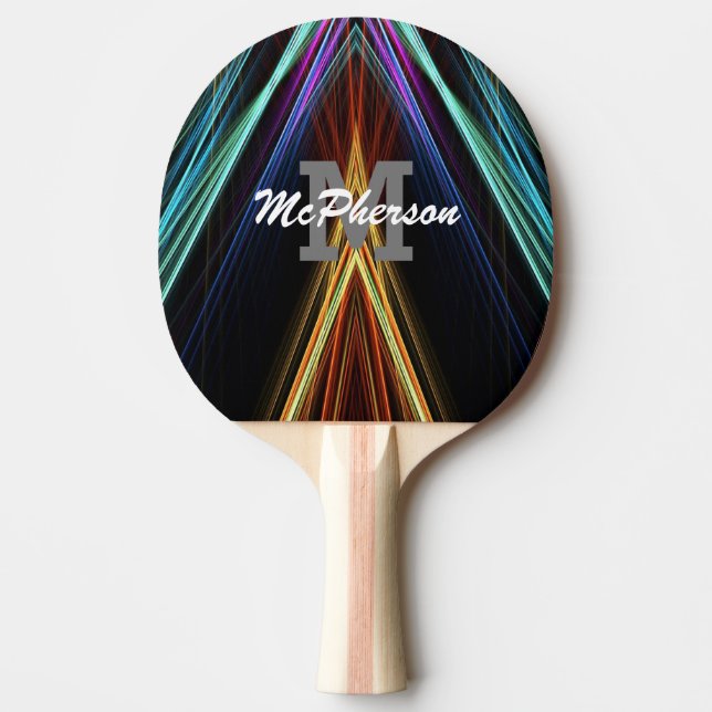 Ping Pong Vibrant Colours with monogram and name Paddle (Front)