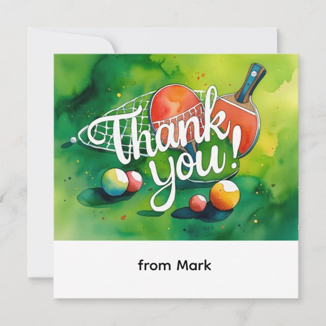 Ping Pong watercolor Thank You Card (Front)