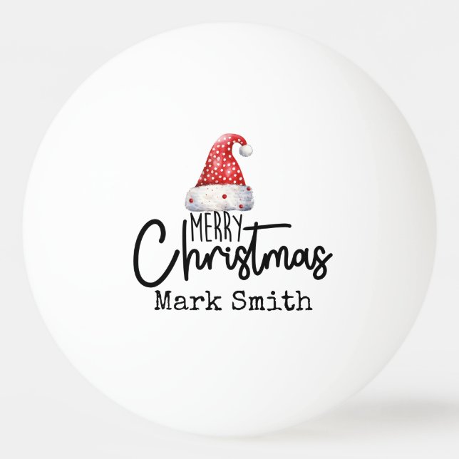 Ping Pong with Santa hat  Merry Christmas  Ping Pong Ball (Front)