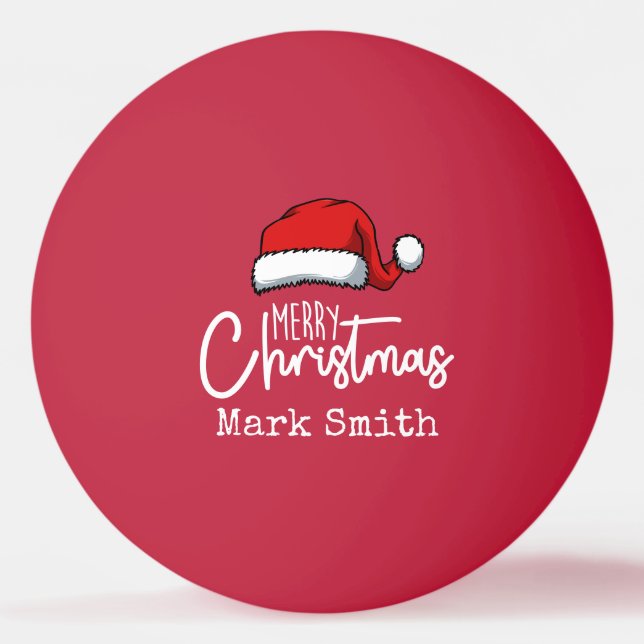 Ping Pong with Santa hat  Merry Christmas  Ping Pong Ball (Front)