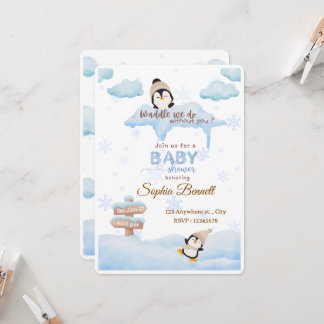 Pinguin baby shower invitation